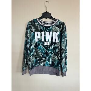 PINK Victoria’s Secret Tropical Palm Print Crewneck Sweatshirt Size S